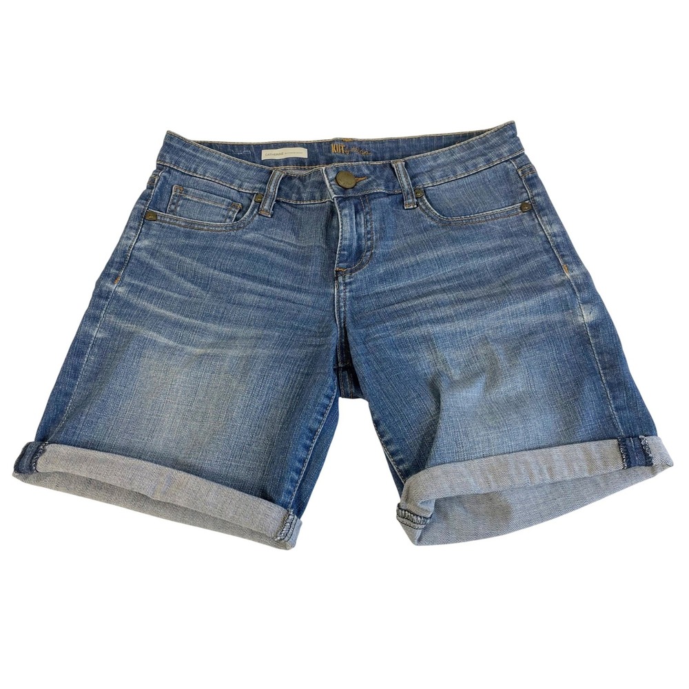Kut from the Kloth Catherine Boyfriend Shorts Blue Denim Cuffed Size 4 KS979MAZ
